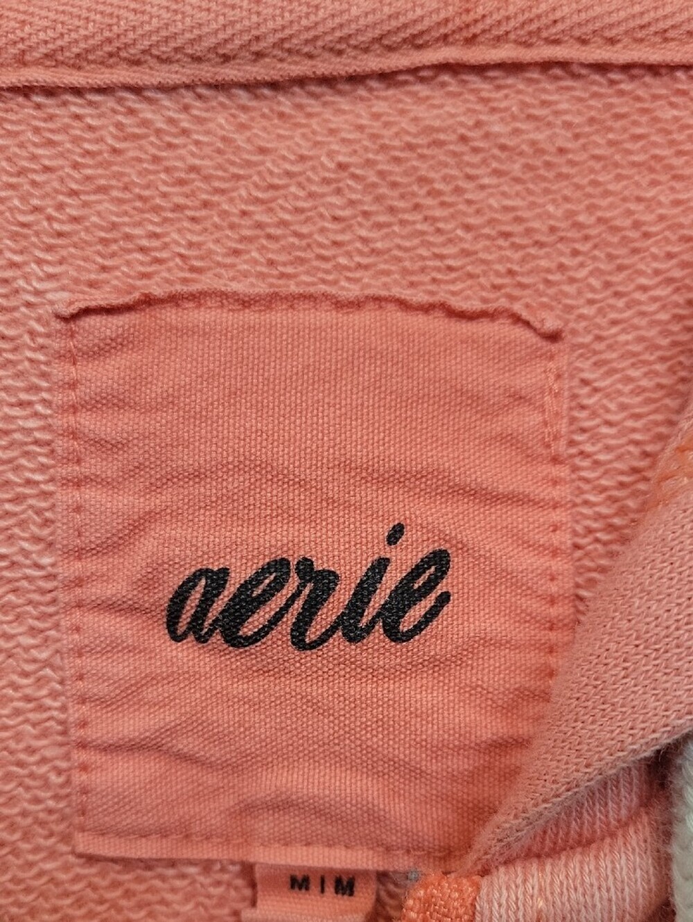 Aerie Coral Pink Oversized Zip Up Hoodie Cropped Front Pocket Sweatshirt Medium - Picture 2 of 12